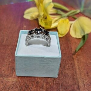 Ladies High-Profile Black Trio Ring (7.25)
